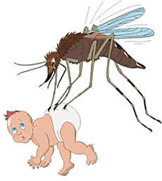 Большой комар и маленький ребенок